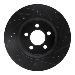 Dodge Nitro Brake Rotor (1) - Front Left - R1 Concepts - Drilled & Slotted - Black - `07-`12